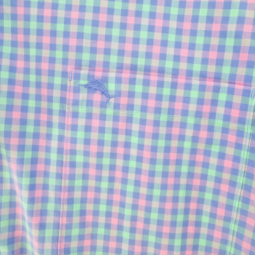 Tommy Bahama IslandZone Men's Large Multicolor Pima Cotton Gingham Shirt - Picture 10 of 12
